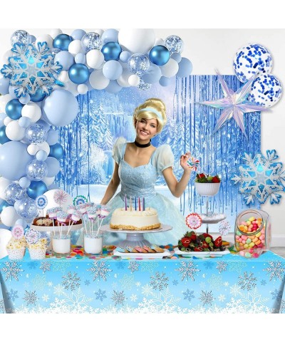 Frozen Birthday Party Decorations Girls - Frozen Party Supplies Balloon Arch/ Garland Kit Backdrop Tablecloth Balloons Snow B...