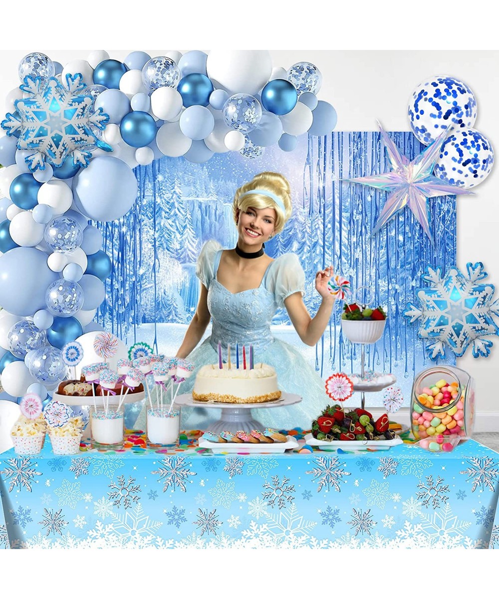 Frozen Birthday Party Decorations Girls - Frozen Party Supplies Balloon Arch/ Garland Kit Backdrop Tablecloth Balloons Snow B...