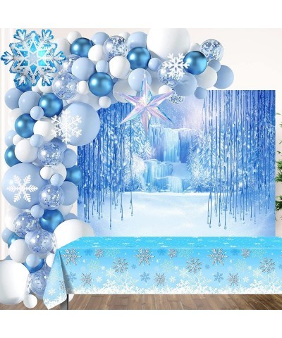 Frozen Birthday Party Decorations Girls - Frozen Party Supplies Balloon Arch/ Garland Kit Backdrop Tablecloth Balloons Snow B...