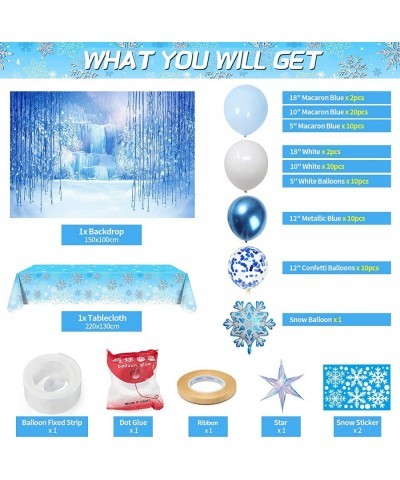 Frozen Birthday Party Decorations Girls - Frozen Party Supplies Balloon Arch/ Garland Kit Backdrop Tablecloth Balloons Snow B...