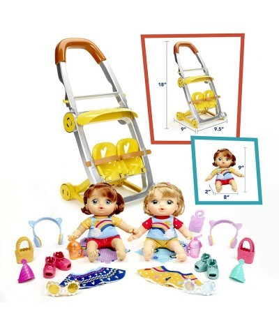 Littles Shop ‘N Stroll Twins Blonde Hair Doll Red Hair Doll Stroller 18 Accessories Toy for Kids 3 Years Old & Up (Amazon Exc...