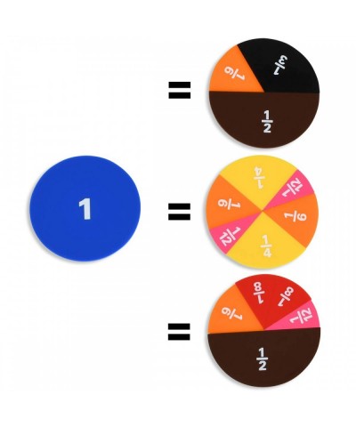 Fraction Circles - Set of 51 - 9 Values and Colors - Teach Fraction Equivalents and Parts to Whole $22.32 Early Development &...