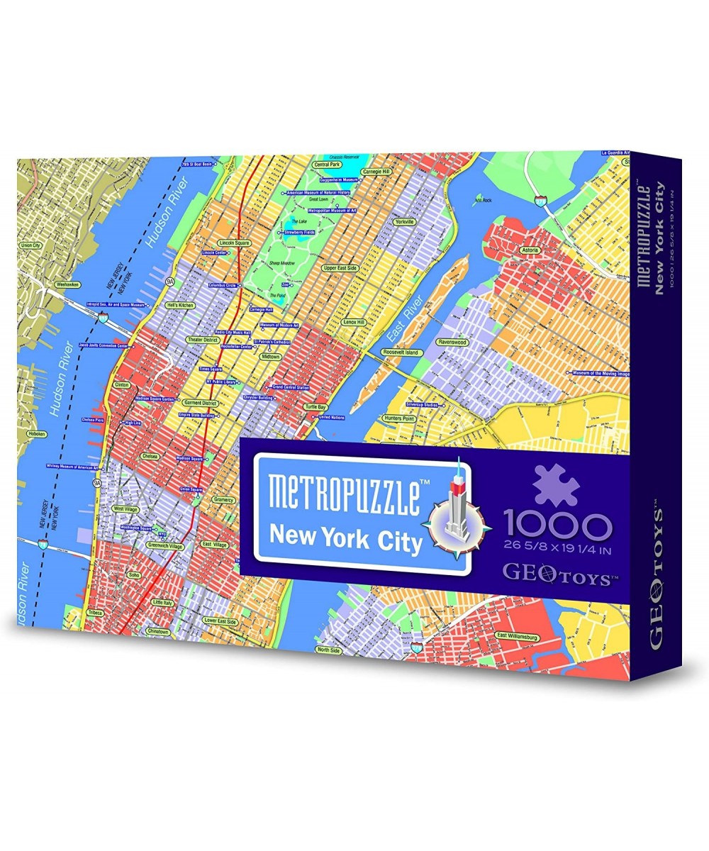 — Metropuzzle New York City — 1000 Piece Puzzles for Adults — Detailed City Map Geography Jigsaw Puzzle — United States City ...