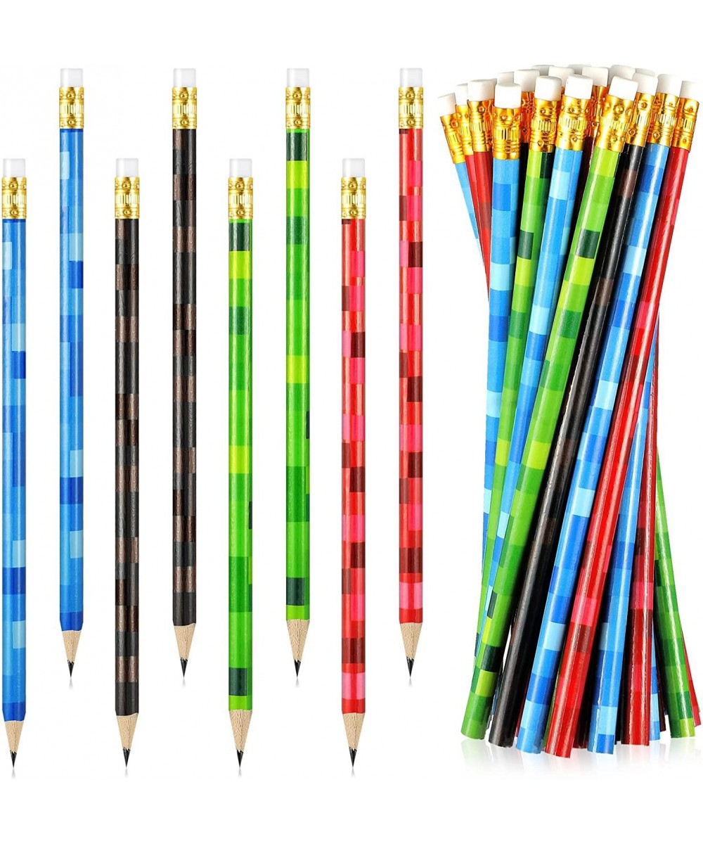 36 Pieces Pixel Themed Pencils Multicolor Miner Style Pixelated Video Game Themed Party Fun Pencils Classroom Rewards Prizes ...