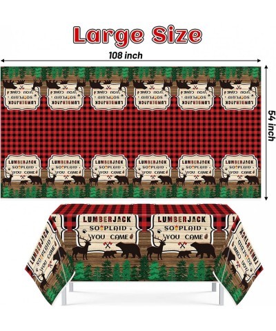 3 Pack Lumberjack Table Cover Decorations Supplies Buffalo Plaid Lumberjack Tablecloth Plastic Rectangle Disposable Tablecove...