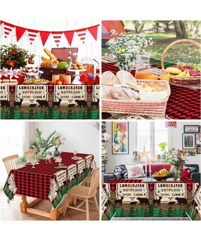 3 Pack Lumberjack Table Cover Decorations Supplies Buffalo Plaid Lumberjack Tablecloth Plastic Rectangle Disposable Tablecove...