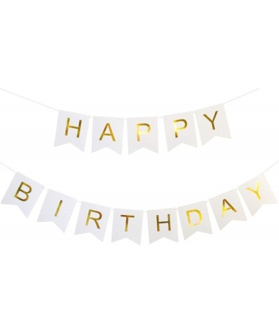 Happy Birthday Banner Birthday Decorations Versatile Beautiful Swallowtail Bunting Flag Garland Chic White and Gold $16.10 Ki...