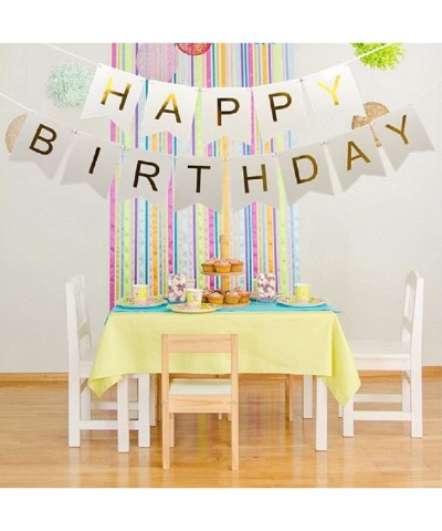 Happy Birthday Banner Birthday Decorations Versatile Beautiful Swallowtail Bunting Flag Garland Chic White and Gold $16.10 Ki...