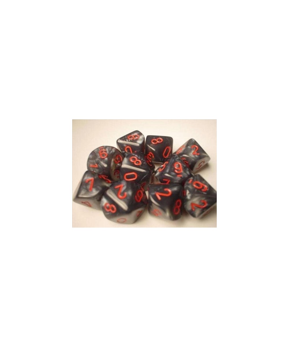 Dice Sets: Velvet Black with Red - Ten Sided Die d10 Set (10) $22.21 Game Accessories