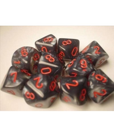 Dice Sets: Velvet Black with Red - Ten Sided Die d10 Set (10) $22.21 Game Accessories