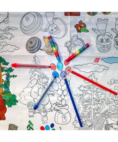 Masha and the Bear Coloring Tablecloth 3.16 ft x 3.94 ft | Activity Paper Roll for Kids Party Table Boys Girls Playroom | Rea...