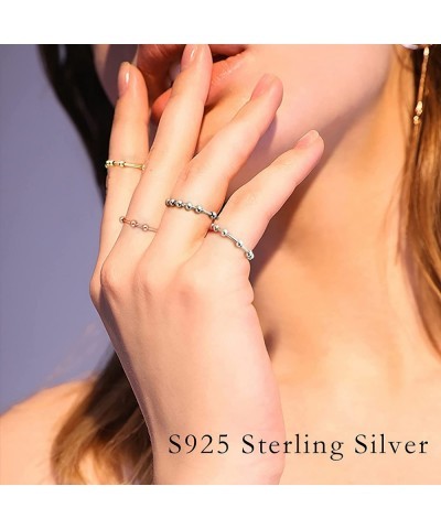 Anxiety Ring for Women S925 Sterling Silver Fidget Rings for Anxiety Spinner Ring Anxiety Ring with Beads Spinner Stress Reli...