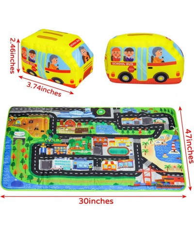 Soft Toy Car Set with Play Mat 10 Cars Washable Non-Toxic Soft Baby Toy Set Soft Vehicle Set Educational Preschool Toy for Ba...