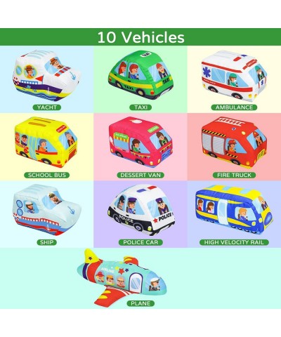 Soft Toy Car Set with Play Mat 10 Cars Washable Non-Toxic Soft Baby Toy Set Soft Vehicle Set Educational Preschool Toy for Ba...