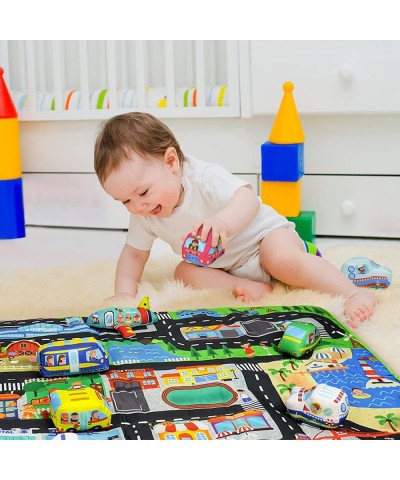 Soft Toy Car Set with Play Mat 10 Cars Washable Non-Toxic Soft Baby Toy Set Soft Vehicle Set Educational Preschool Toy for Ba...