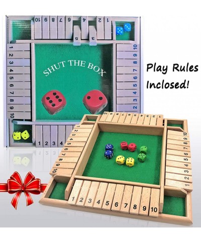 Shut The Box Dice Game 4 Sided Wooden Board Game Set with 8 Dice for 2 to 4 Players Family Version Large Size $41.67 Board Games