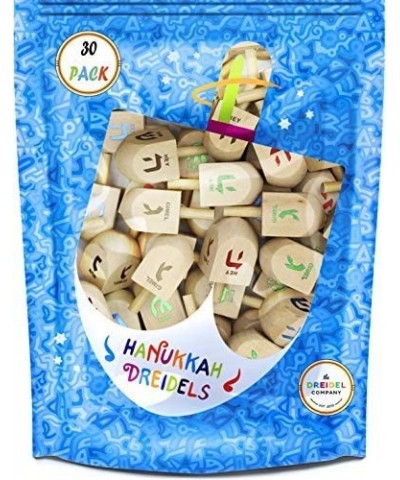 Wood Dreidels Hanukkah Draydel with English Transliteration & Instruction Cards! (30-Pack) $28.01 Novelty Spinning Tops