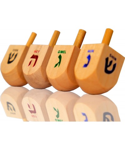 Wood Dreidels Hanukkah Draydel with English Transliteration & Instruction Cards! (30-Pack) $28.01 Novelty Spinning Tops