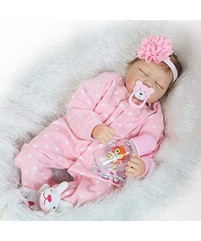 Reborn Baby Dolls Girl Closed Eyes 22 inch Soft Weighted Body Real Looking Sleeping Newborn Cute Lifelike Handmade Vinyl Sili...