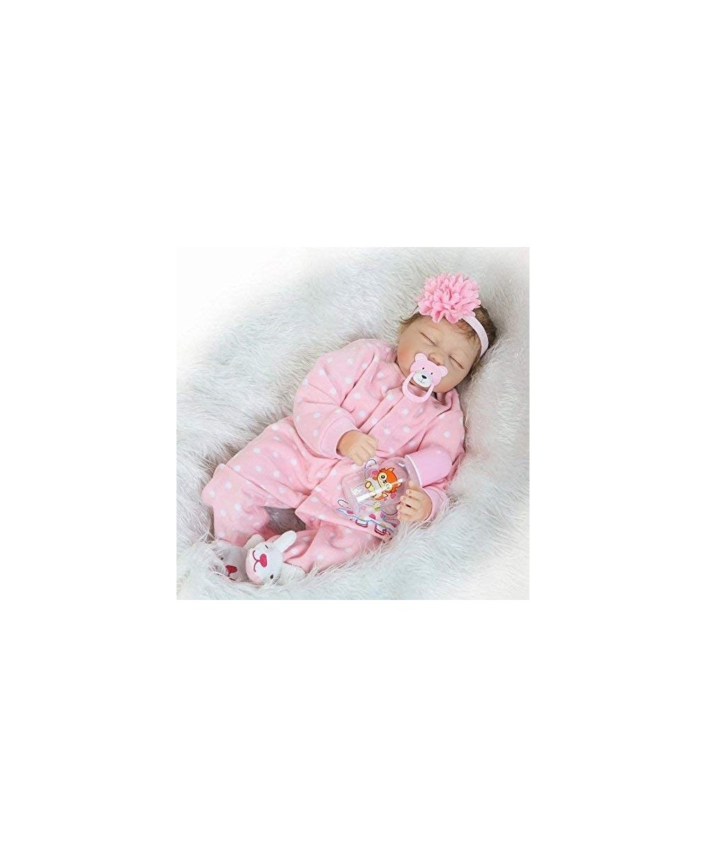 Reborn Baby Dolls Girl Closed Eyes 22 inch Soft Weighted Body Real Looking Sleeping Newborn Cute Lifelike Handmade Vinyl Sili...