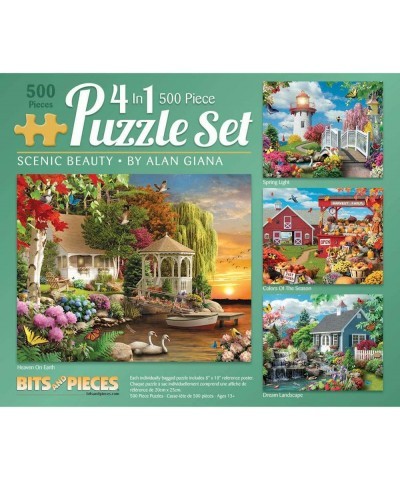 – 4-in-1 Multi-Pack - 500 Piece Jigsaw Puzzles for Adults – 500 pc Large Piece Puzzle Set Bundle by Artist Alan Giana - 16" x...