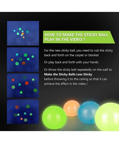 Glow in The Dark Sticky Ceiling Balls Fidget Pack Stress Relief Toys Ultra Soft Skin Friendly TPR Light Absorbing and Non Tea...