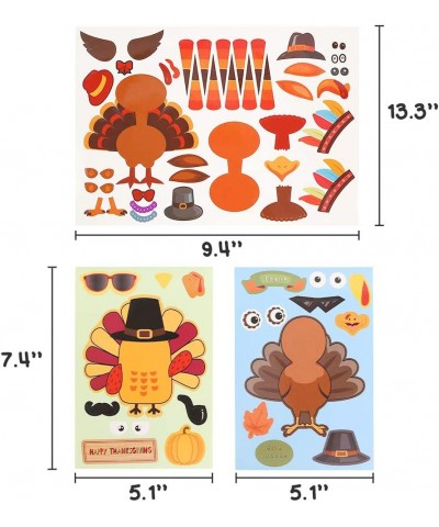 15 PCS Thanksgiving Make-A-Turkey Stickers Fall Window Cling Crafts for Kids Party Favors Game Activities Children Creation H...