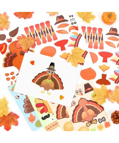 15 PCS Thanksgiving Make-A-Turkey Stickers Fall Window Cling Crafts for Kids Party Favors Game Activities Children Creation H...