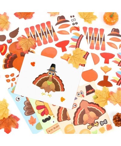 15 PCS Thanksgiving Make-A-Turkey Stickers Fall Window Cling Crafts for Kids Party Favors Game Activities Children Creation H...