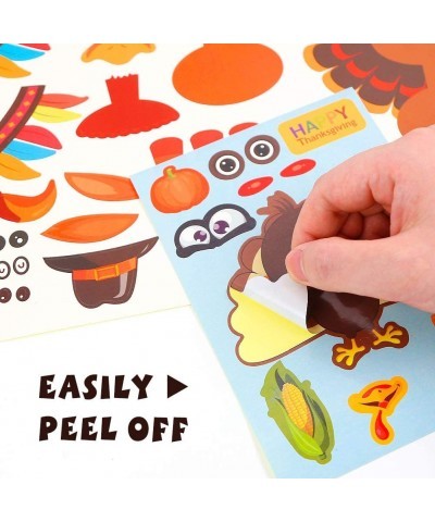 15 PCS Thanksgiving Make-A-Turkey Stickers Fall Window Cling Crafts for Kids Party Favors Game Activities Children Creation H...