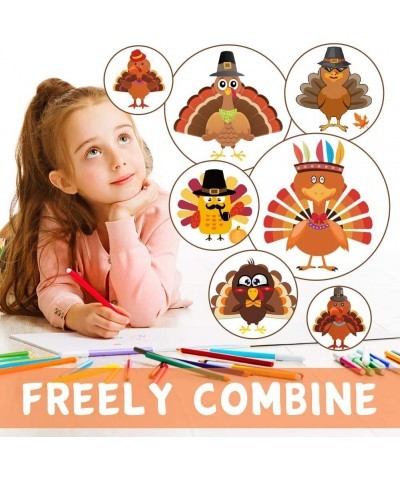 15 PCS Thanksgiving Make-A-Turkey Stickers Fall Window Cling Crafts for Kids Party Favors Game Activities Children Creation H...