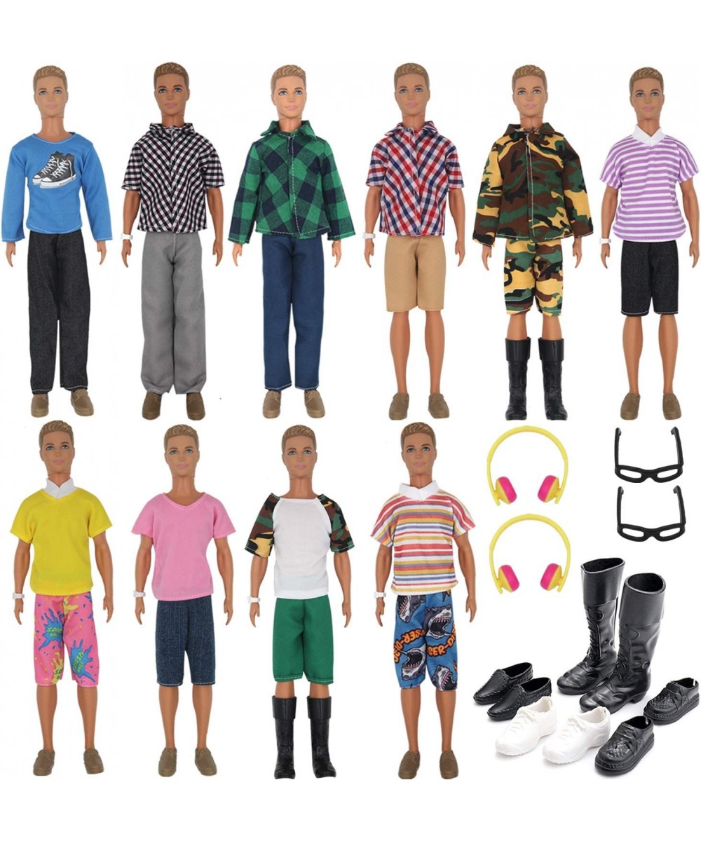 32Pcs Doll Clothes and Accessories for 12 Inch Boy Dolls Include 20 Different Wear Clothes Shirt Jeans Beach Shorts 4 Pairs o...