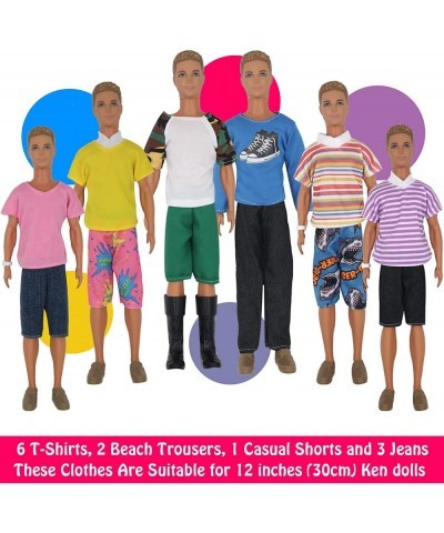 32Pcs Doll Clothes and Accessories for 12 Inch Boy Dolls Include 20 Different Wear Clothes Shirt Jeans Beach Shorts 4 Pairs o...