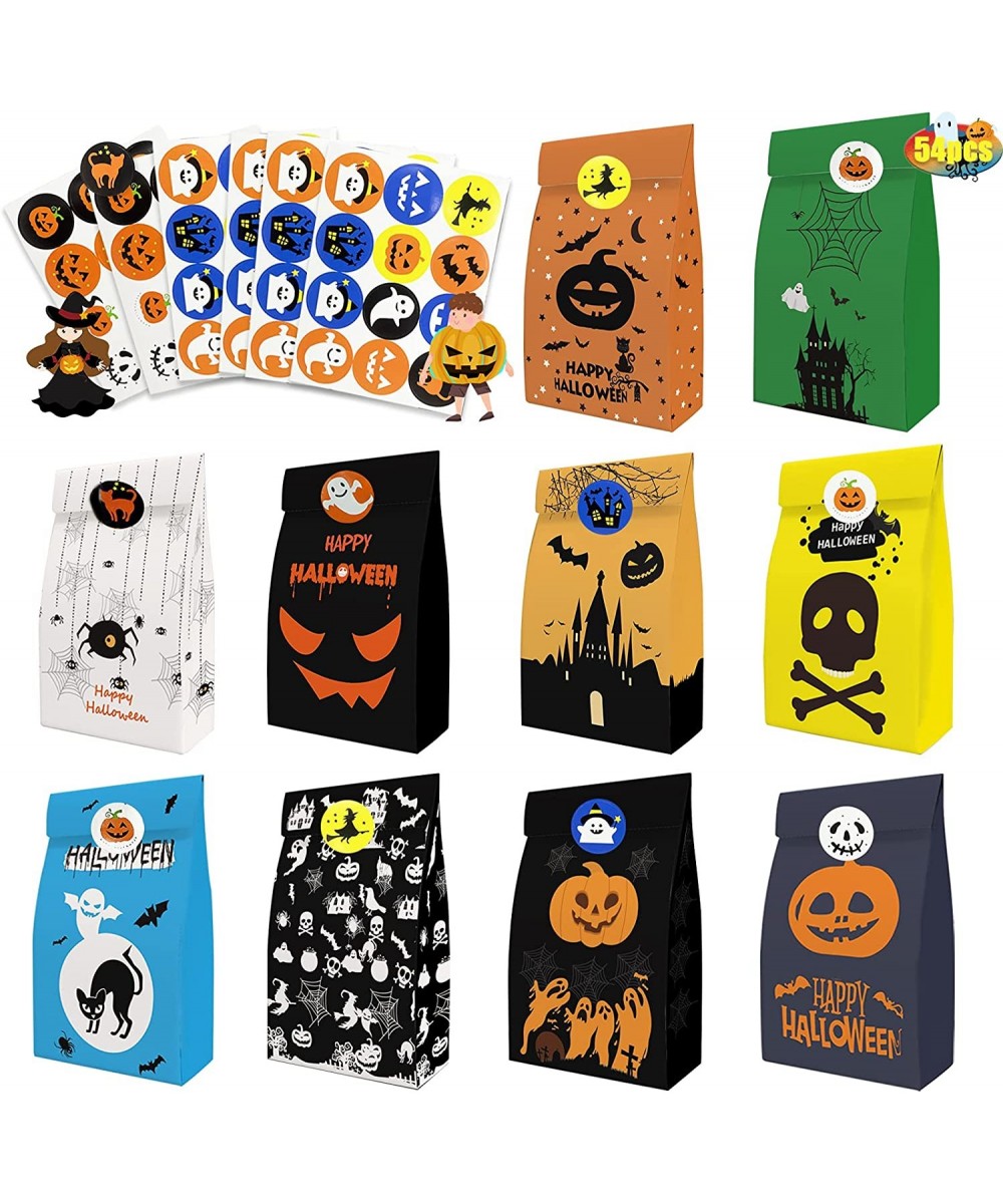 Halloween Candy Bags Party Favors-54 Packs Halloween Paper Party Bags for Trick or Treating Halloween Goodie Bags for Kids Mi...