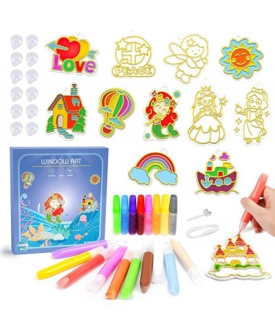 Window Art Kit to Paint Your Own Suncatchers Art and Craft Paint Kit for Kids Ages 8-12 12PCS DIY Suncatcher Kits Toys for Gi...