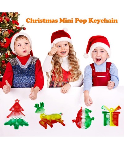 36Pcs Christmas Mini Pop Keychain Fidget Toys Pack Pop Push it Fidget Sensory Toys Christmas Party Favors Supplies for Kids A...