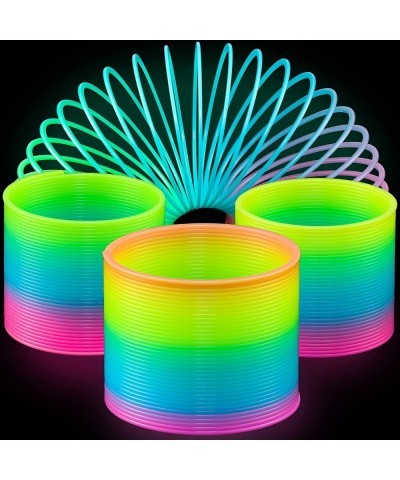 3” Glow in the Dark Coil Spring Toy - Pack of 4 - Colorful Neon Rainbow Magic Spring Toys for Girls or Boys Plastic Coil Spri...