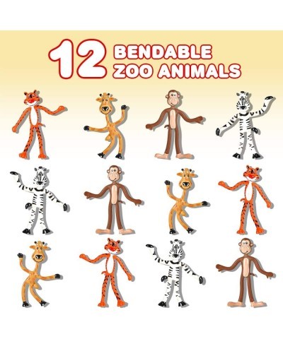 Bendable Zoo Animals Set of 12 Flexible Animal Figures Birthday Party Favors for Boys and Girls Stress Relief Fidget Toys for...