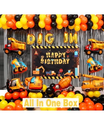 114 Pack Construction Birthday Party Supplies Dump Truck Party Decorations Kits Set with Balloons Garland kit Construction Ba...