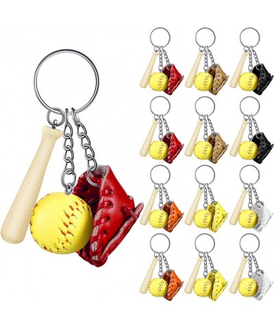 Softball Keychain Mini Wooden Bat Softball Keyring Softball Keychains for Girls Team Softball Sports Party Favors (12 Pieces)...