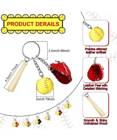 Softball Keychain Mini Wooden Bat Softball Keyring Softball Keychains for Girls Team Softball Sports Party Favors (12 Pieces)...