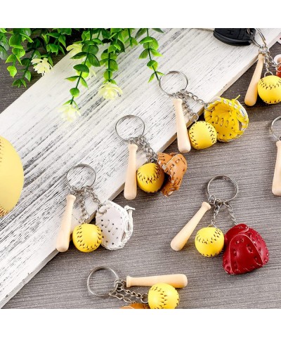 Softball Keychain Mini Wooden Bat Softball Keyring Softball Keychains for Girls Team Softball Sports Party Favors (12 Pieces)...