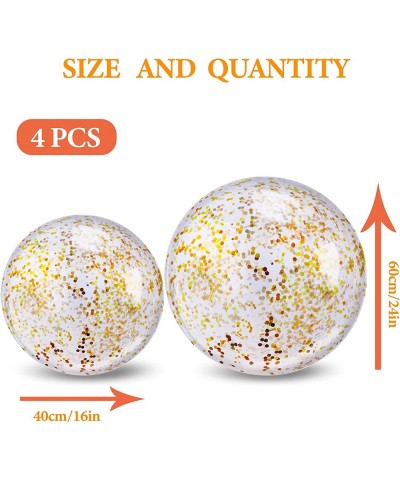 4 Pieces Inflatable Beach Ball Glitter Beach Ball 24 Inch and 16 inch Confetti Swimming Pool Balls Water Beach Toys Summer Po...