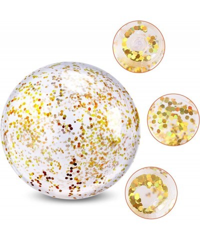 4 Pieces Inflatable Beach Ball Glitter Beach Ball 24 Inch and 16 inch Confetti Swimming Pool Balls Water Beach Toys Summer Po...