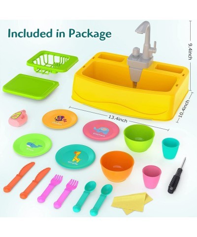 Play Kitchen Sink Toy with Running Water for Kids Toddler Learning Dishwasher Set with Automatic Water Cycle System Pretend R...