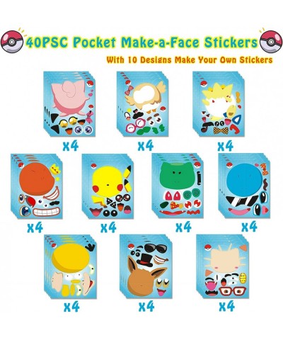 40Pcs Cartoon Make-a-face Stickers Make Your Own Stickers Fun Craft Project for Kids Mixed and Matched with 10 Designs Charac...