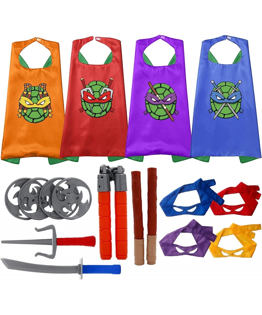 4 Sets of turtles birthday party supplies Ninja themed capes toys and masks birthday party favor supplies role play children'...