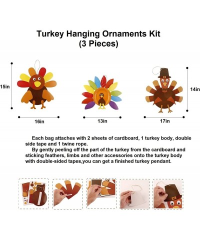 6 Pack Thanksgiving Turkey Craft Kits DIY Thanksgiving Ornaments Thankful Turkey Making Kit DIY Door Hanging Ornament Decorat...