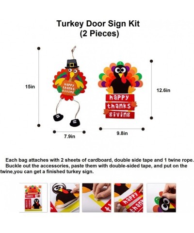 6 Pack Thanksgiving Turkey Craft Kits DIY Thanksgiving Ornaments Thankful Turkey Making Kit DIY Door Hanging Ornament Decorat...