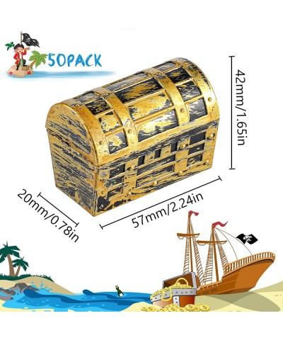 32 Pieces Pirate Treasure Chests 2.3 Inch Plastic Chests with a Gold Finish Vintage Pirate Jewelry Box Games Toy Set Pirate B...